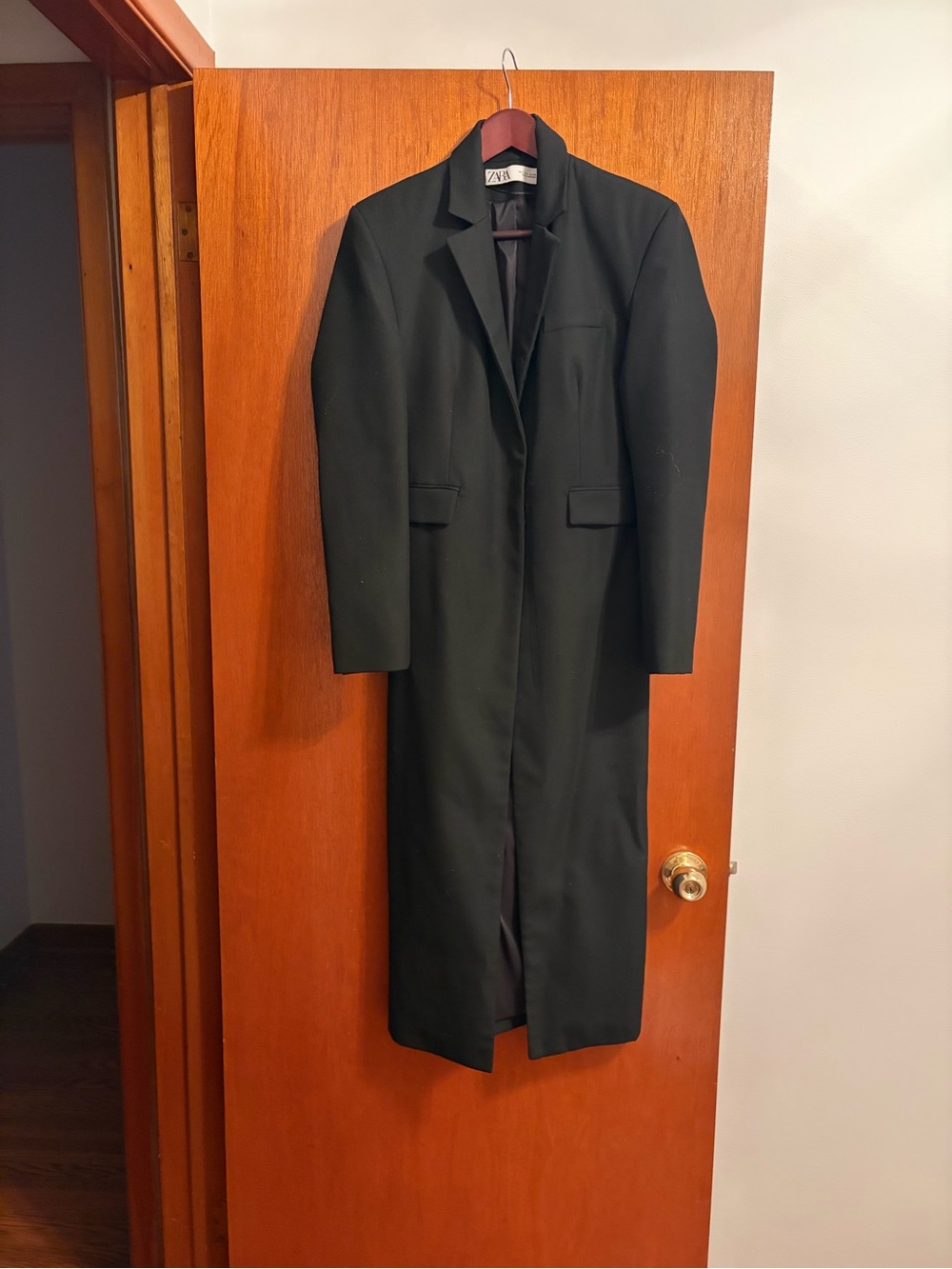 Zara Black Long tuxedo Women's Coat